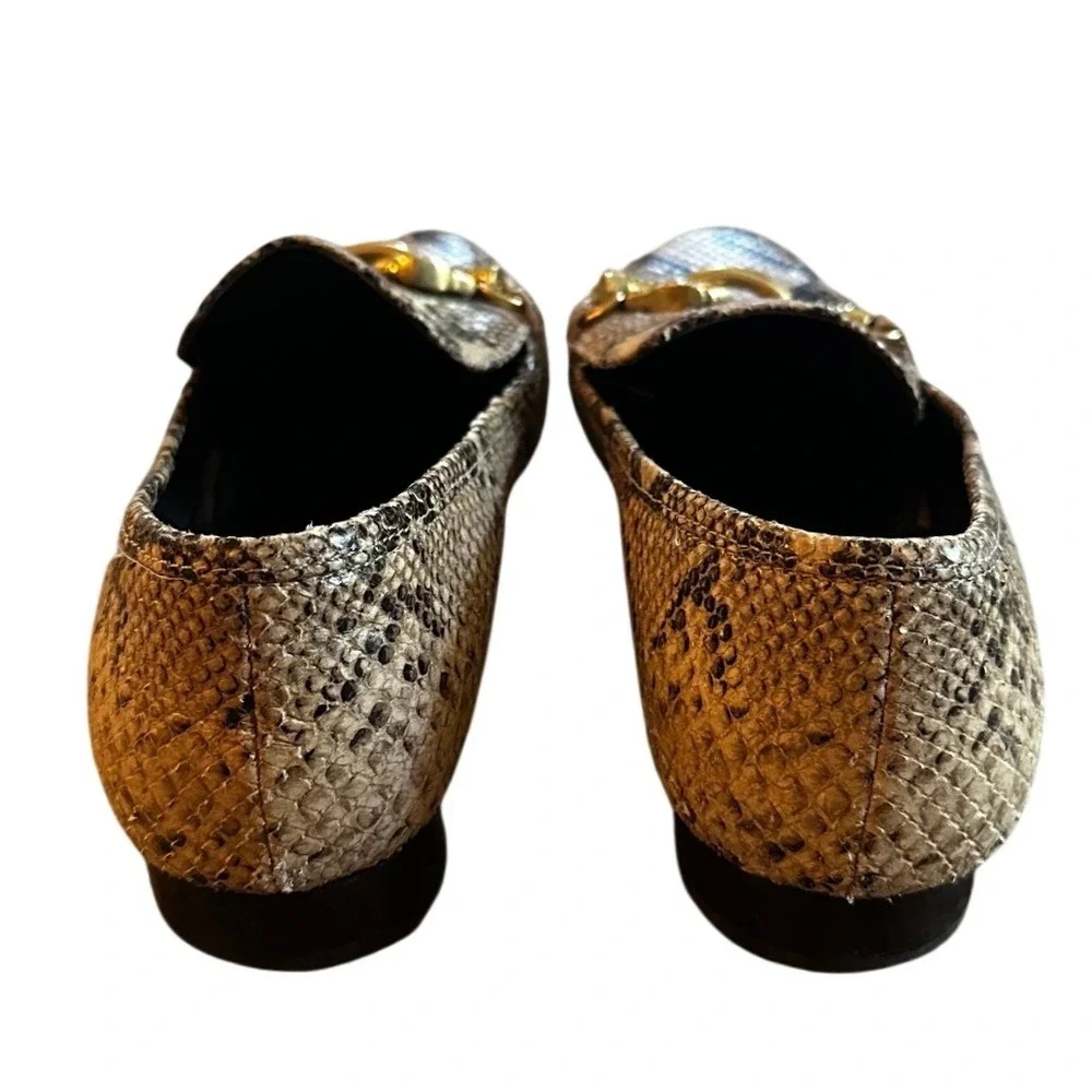 Tory Burch Jessa Snakeskin Embossed Leather Loafers Snakeskin Women's 7